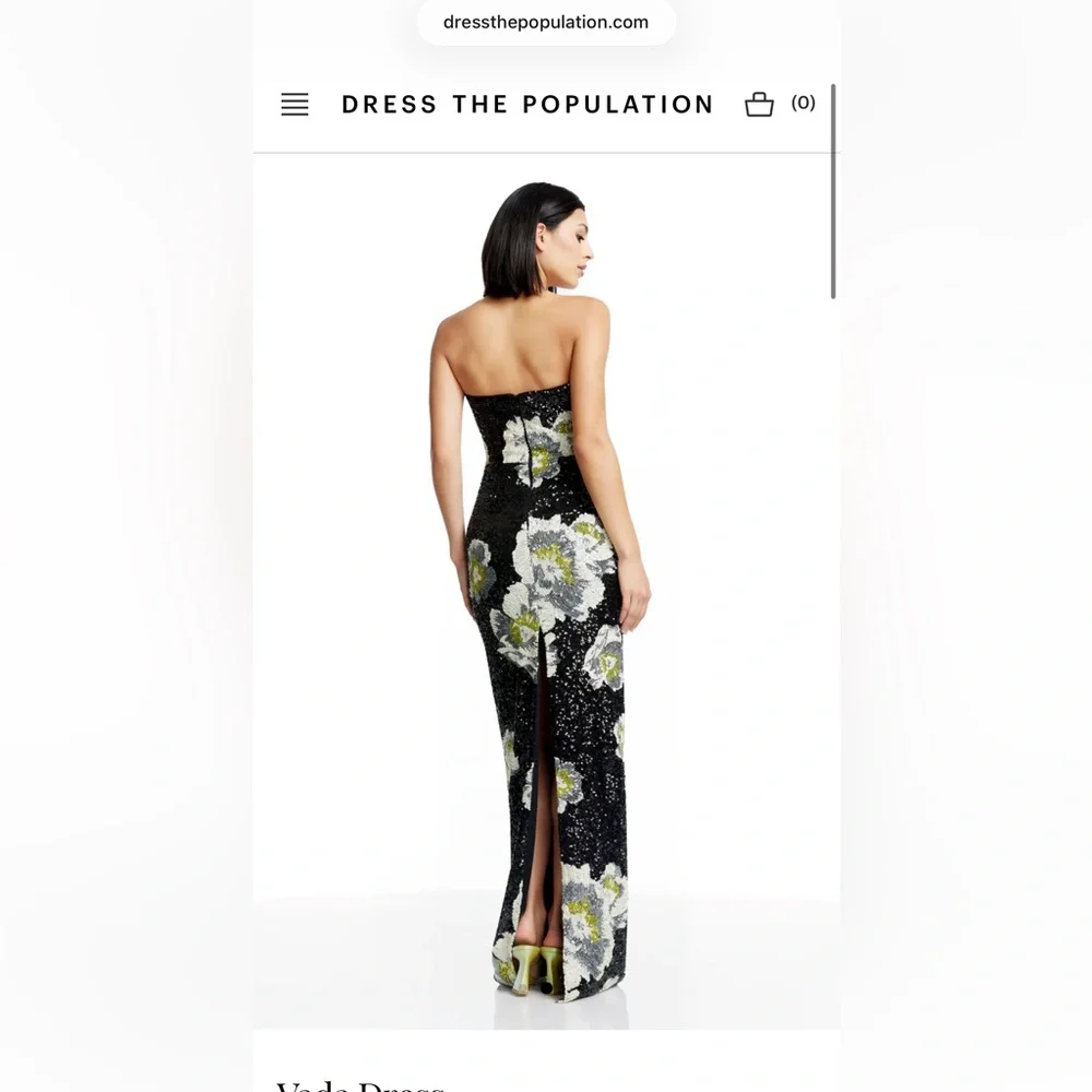 NWT Dress the Population Vada Black Floral Dress - Picture 2 of 5